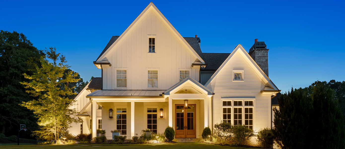 house with outdoor lighting